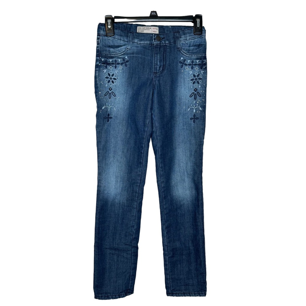 Gloria Kids Jeans Gee Jay Girls Skinny Adjustable‎ Waist Floral Low-Rise 10-11